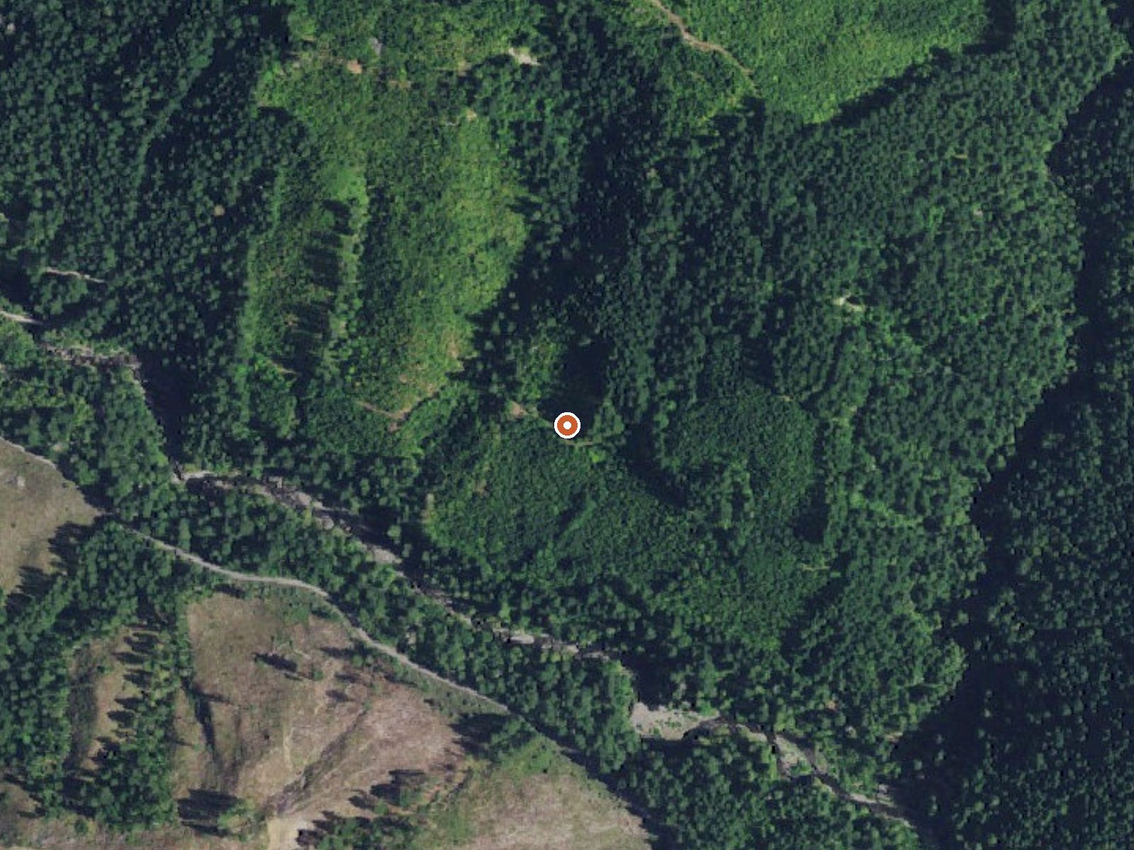 Aerial view of the ground around Rock Creek Hot Springs
