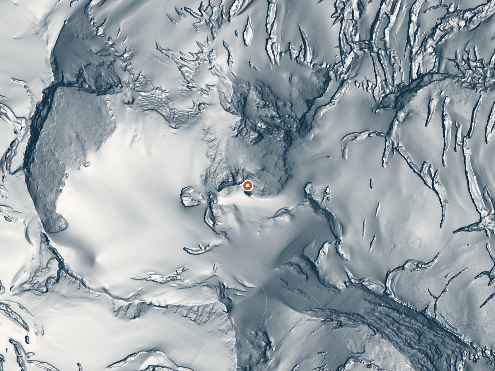 LiDAR bare-earth view of the same ground around Sherman Crater Fumaroles