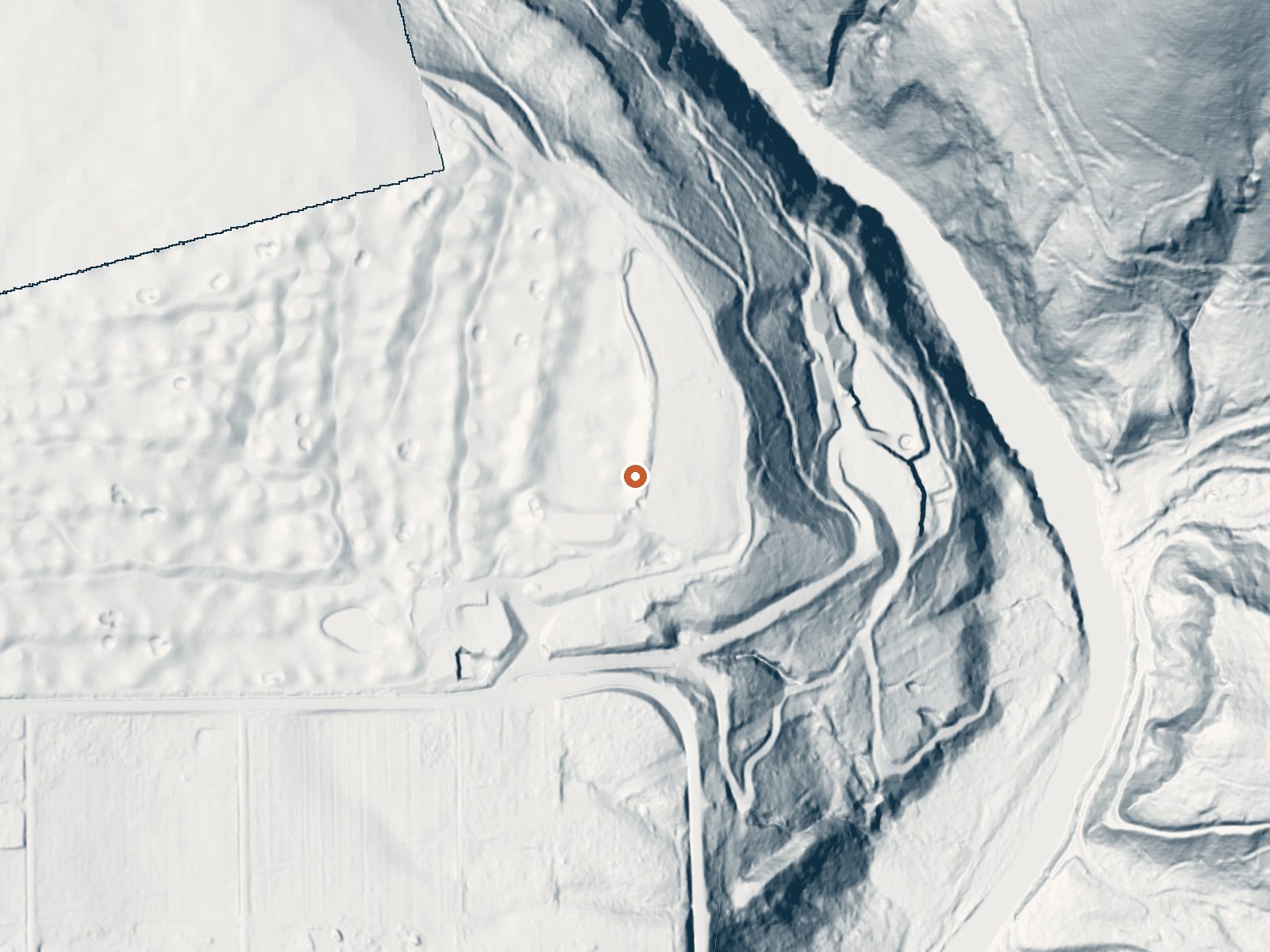 LiDAR bare-earth view of the same ground around St Martins Hot Springs