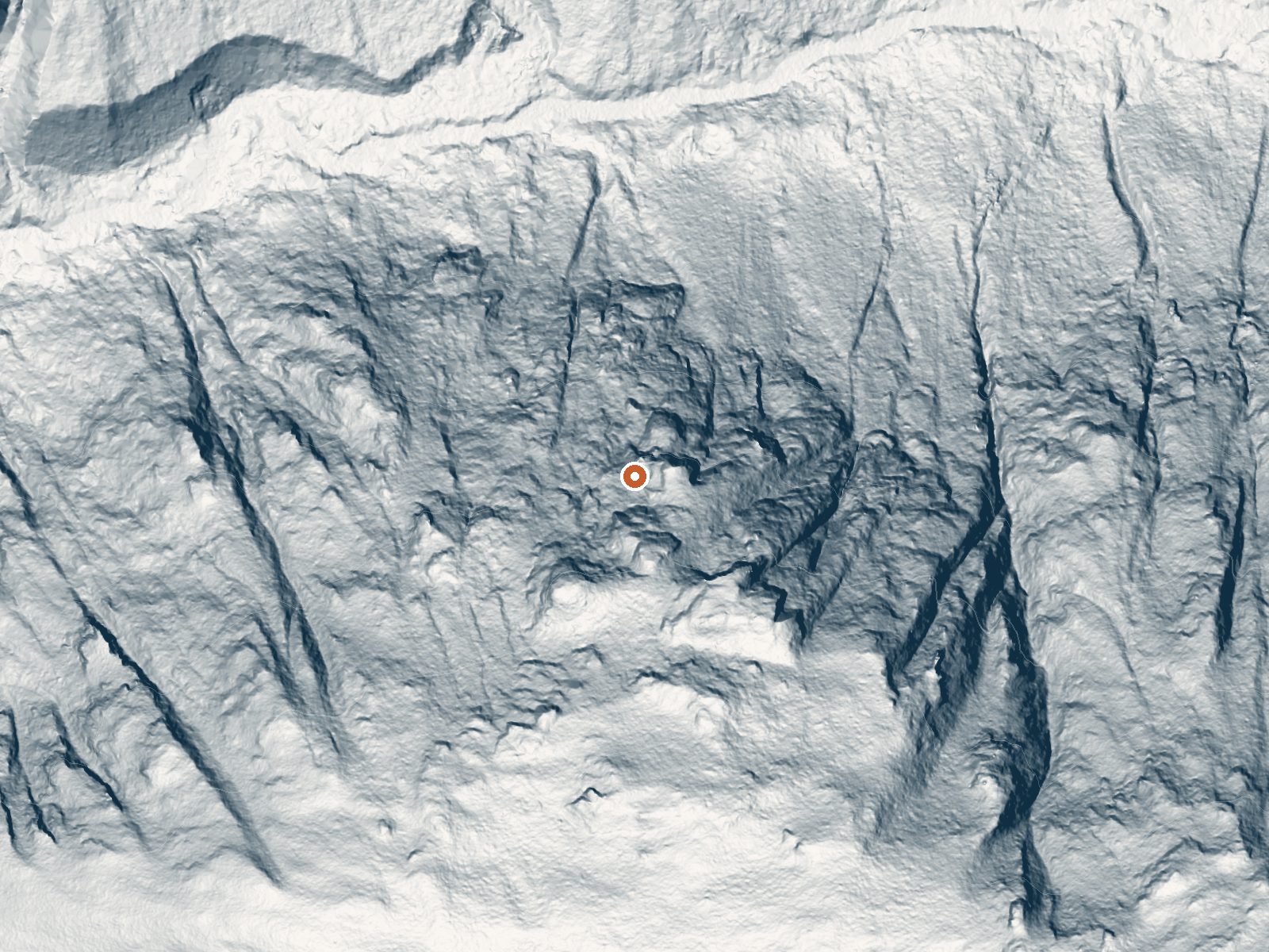 LiDAR bare-earth view of the same ground around Sulphur Creek Hot Springs