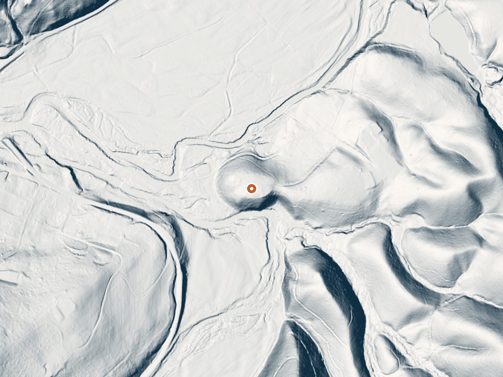 LiDAR bare-earth view of the same ground around Minnehaha Springs