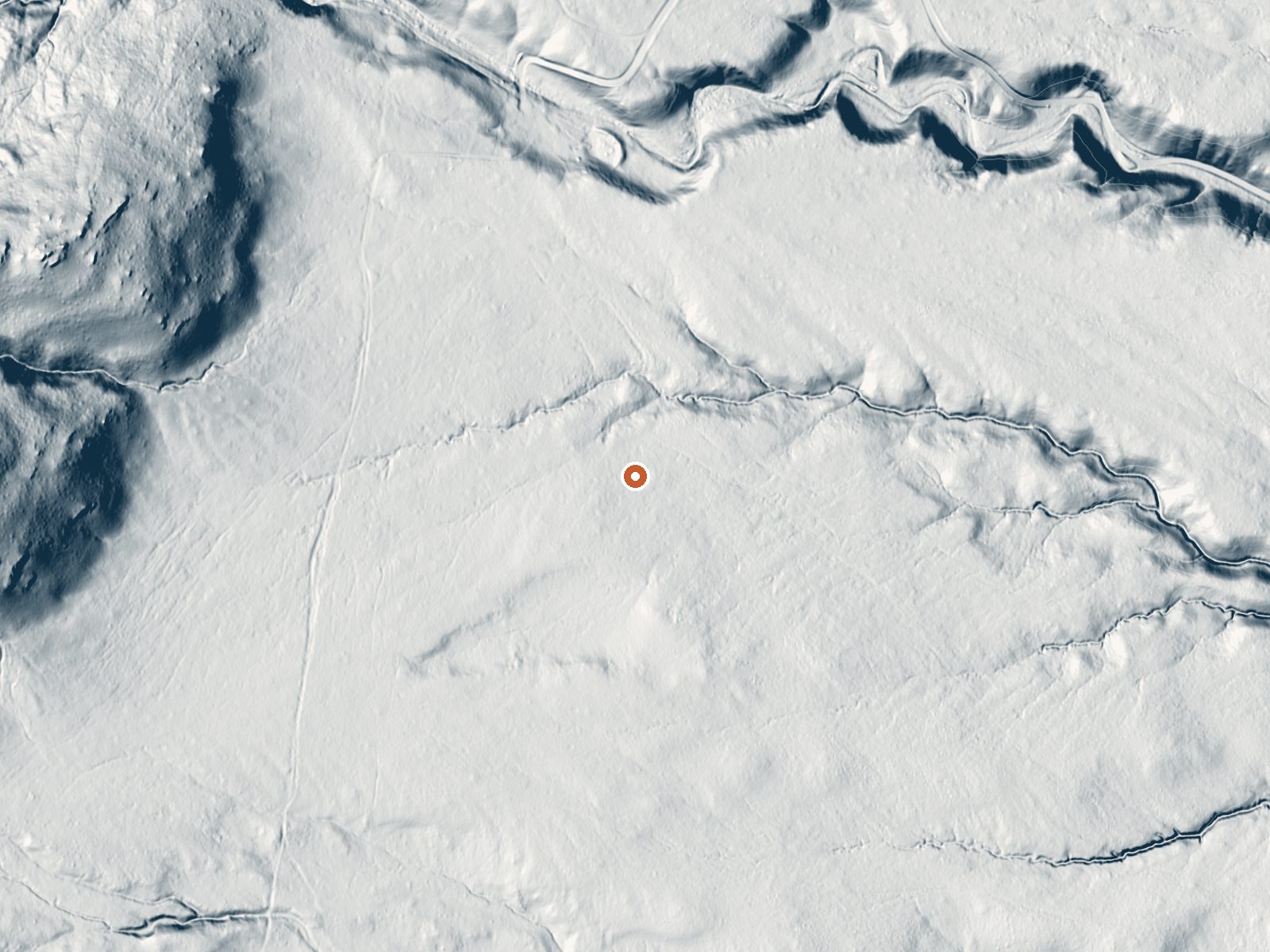 LiDAR bare-earth view of the same ground around Redlum Spring
