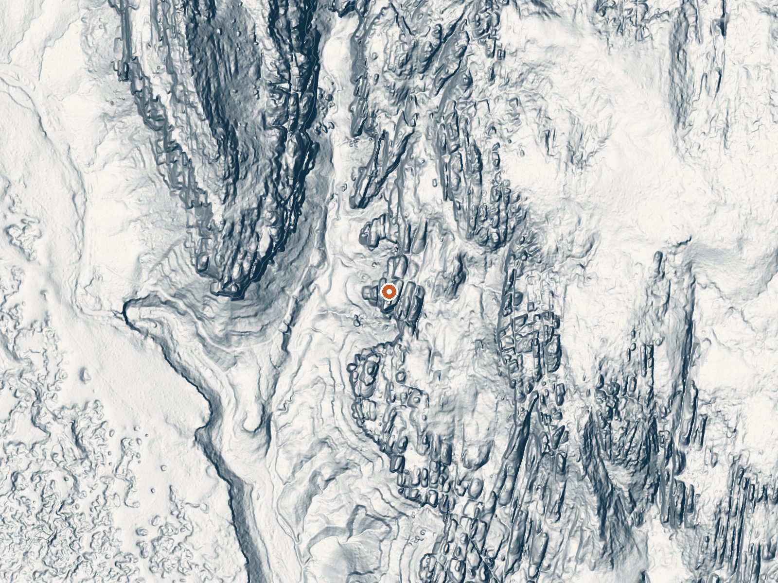 LiDAR bare-earth view of the same ground around Snow Spring