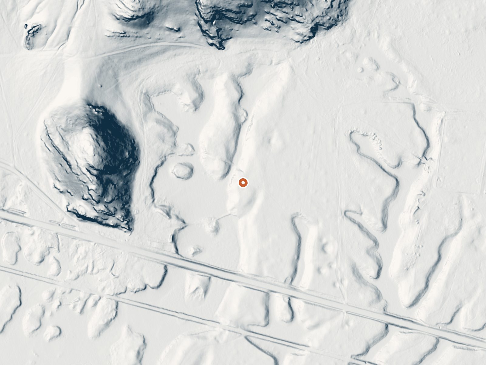 LiDAR bare-earth view of the same ground around Stinking Hot Springs