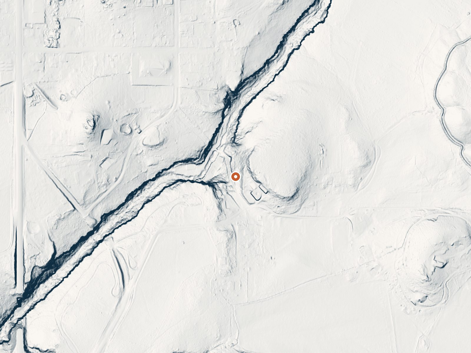 LiDAR bare-earth view of the same ground around Veyo Hot Spring