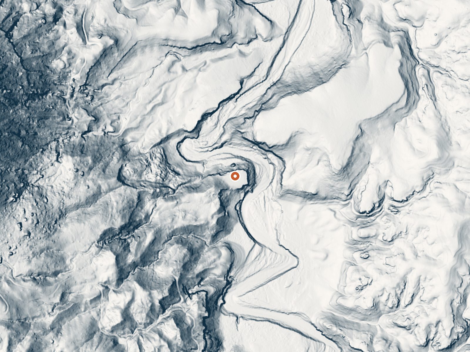 LiDAR bare-earth view of the same ground around Warm Spring