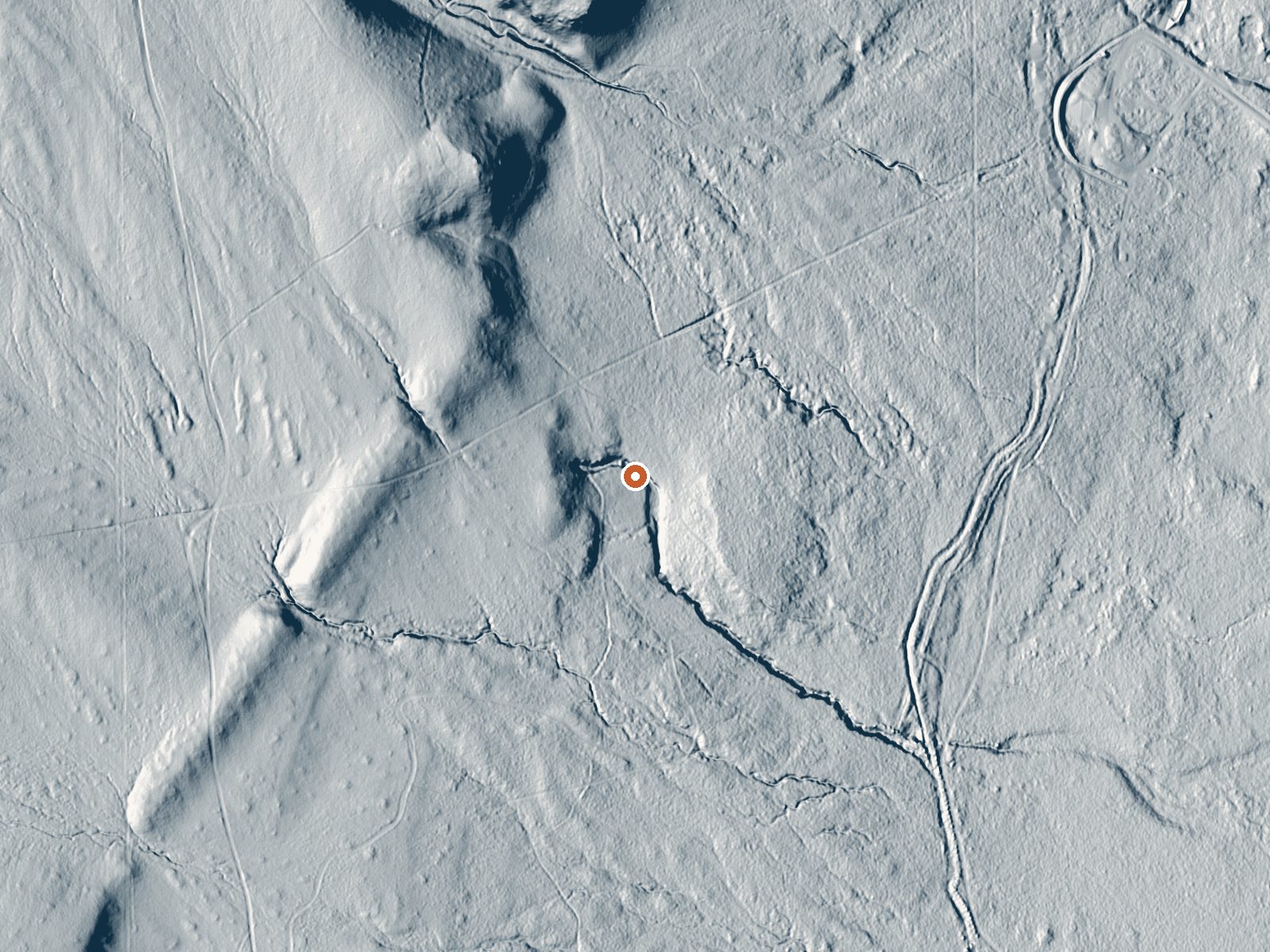 LiDAR bare-earth view of the same ground around Warm Spring