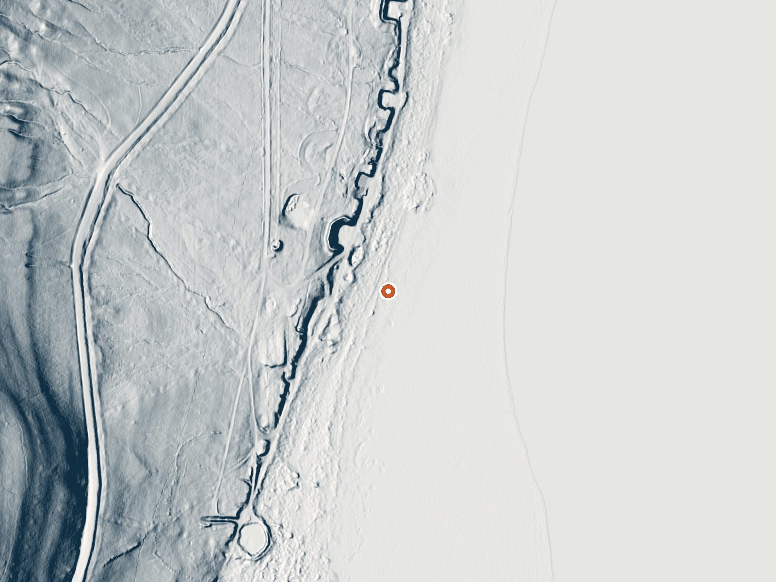 LiDAR bare-earth view of the same ground around Warm Springs