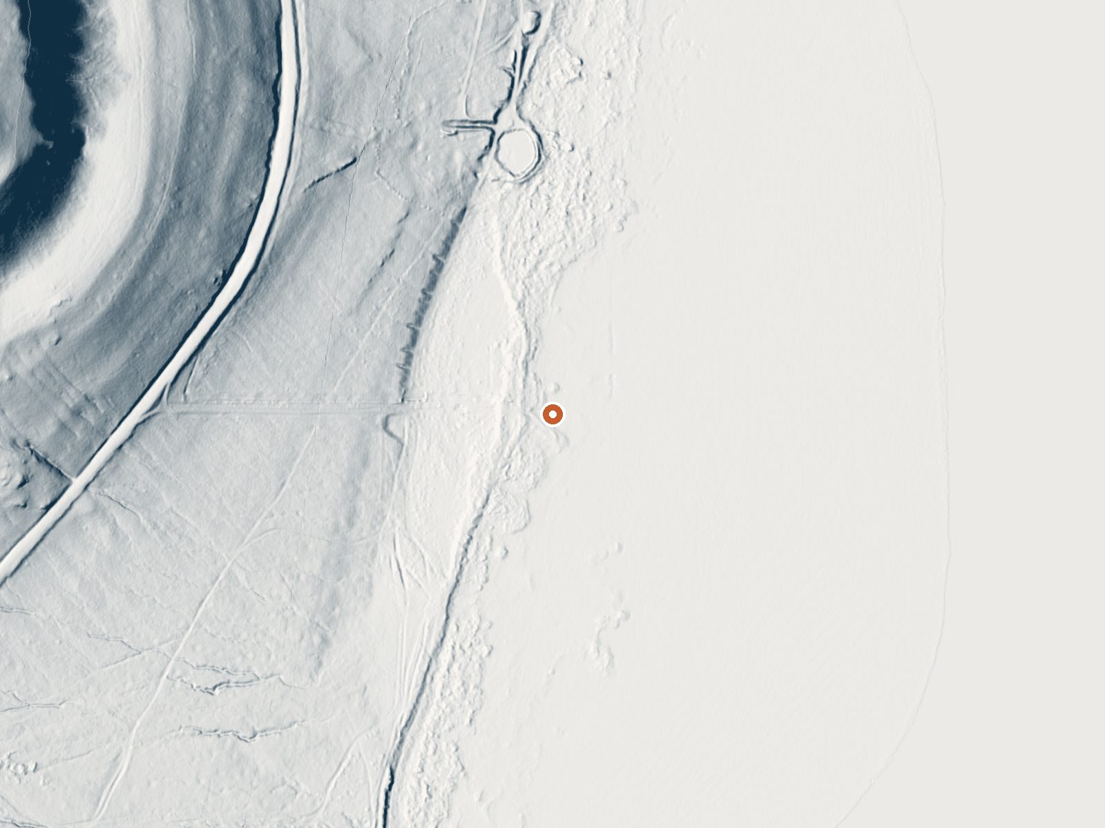 LiDAR bare-earth view of the same ground around Warm Springs