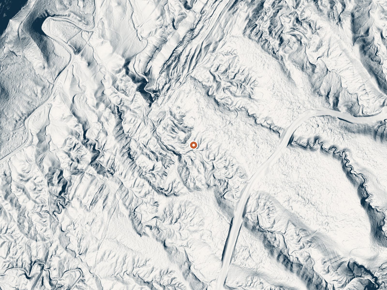 LiDAR bare-earth view of the same ground around Warner Valley Spring