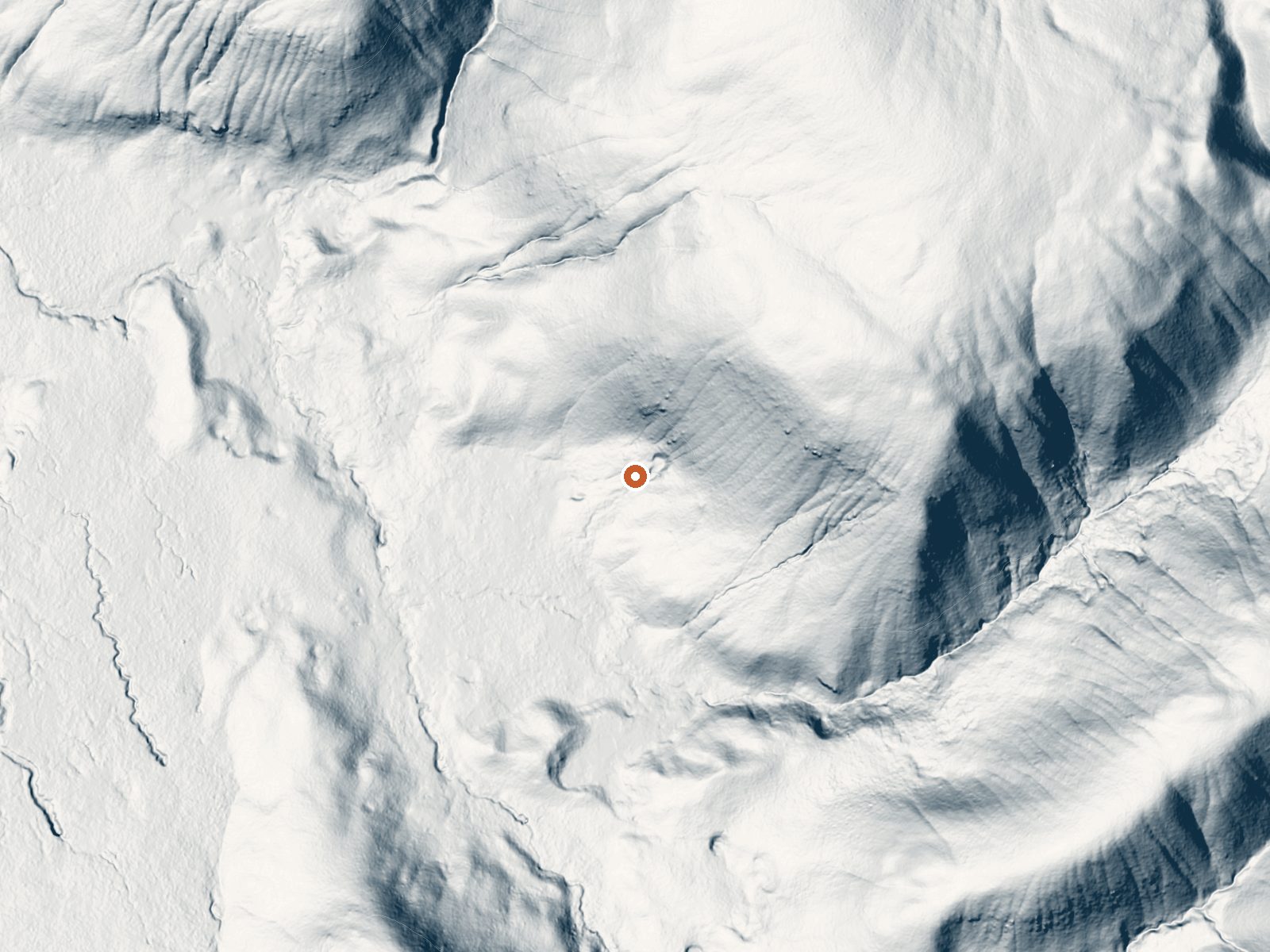 LiDAR bare-earth view of the same ground around Gibbon Hill Geyser