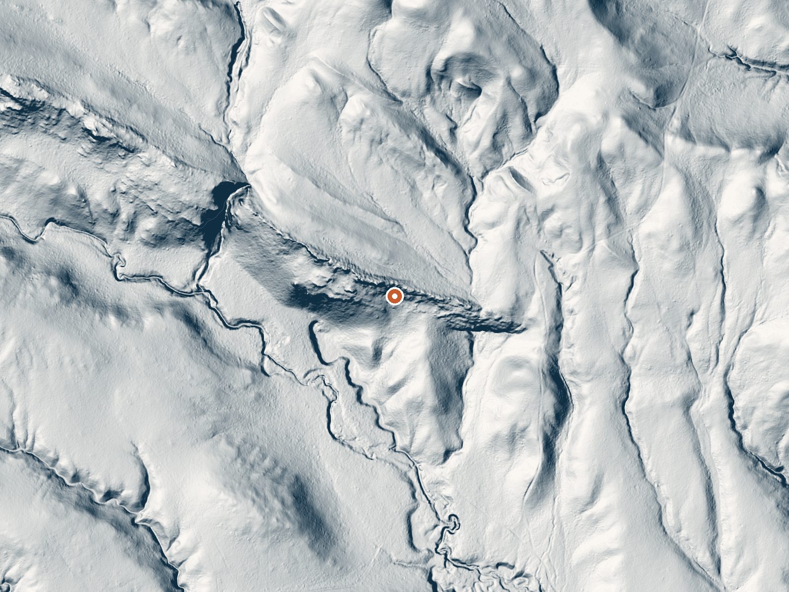 LiDAR bare-earth view of the same ground around Horse Creek Springs