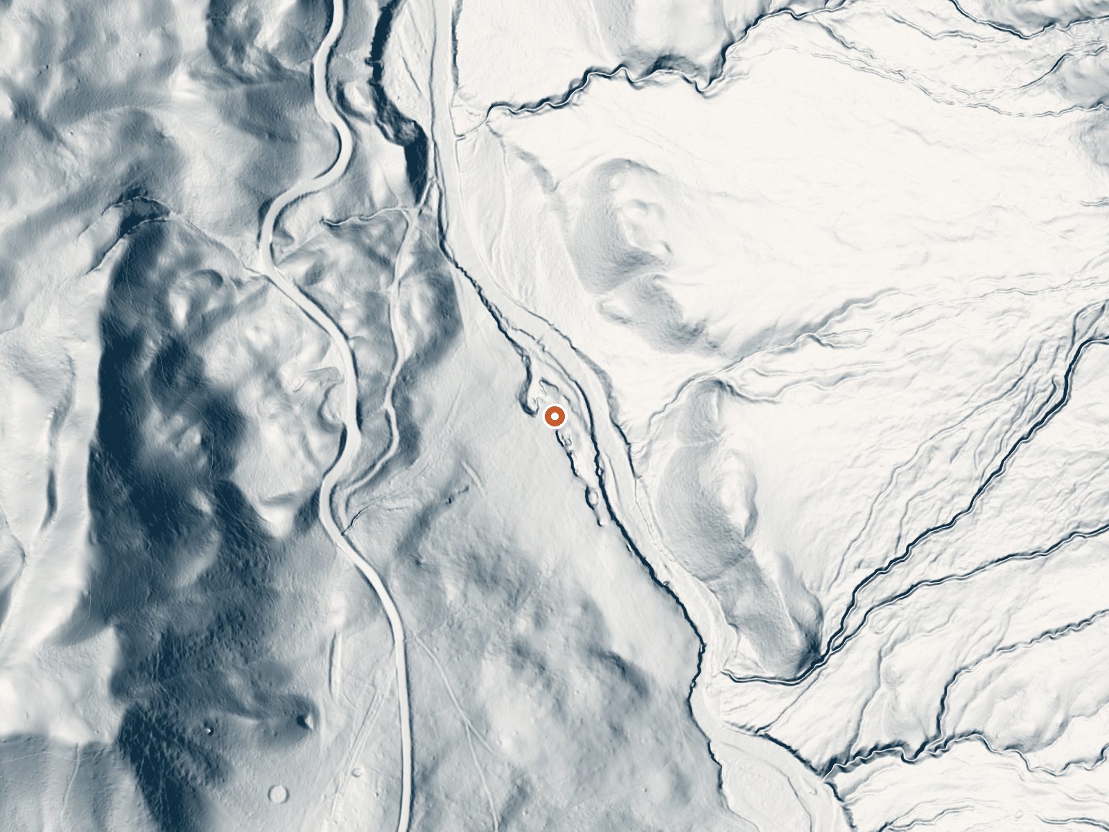 LiDAR bare-earth view of the same ground around Hot River