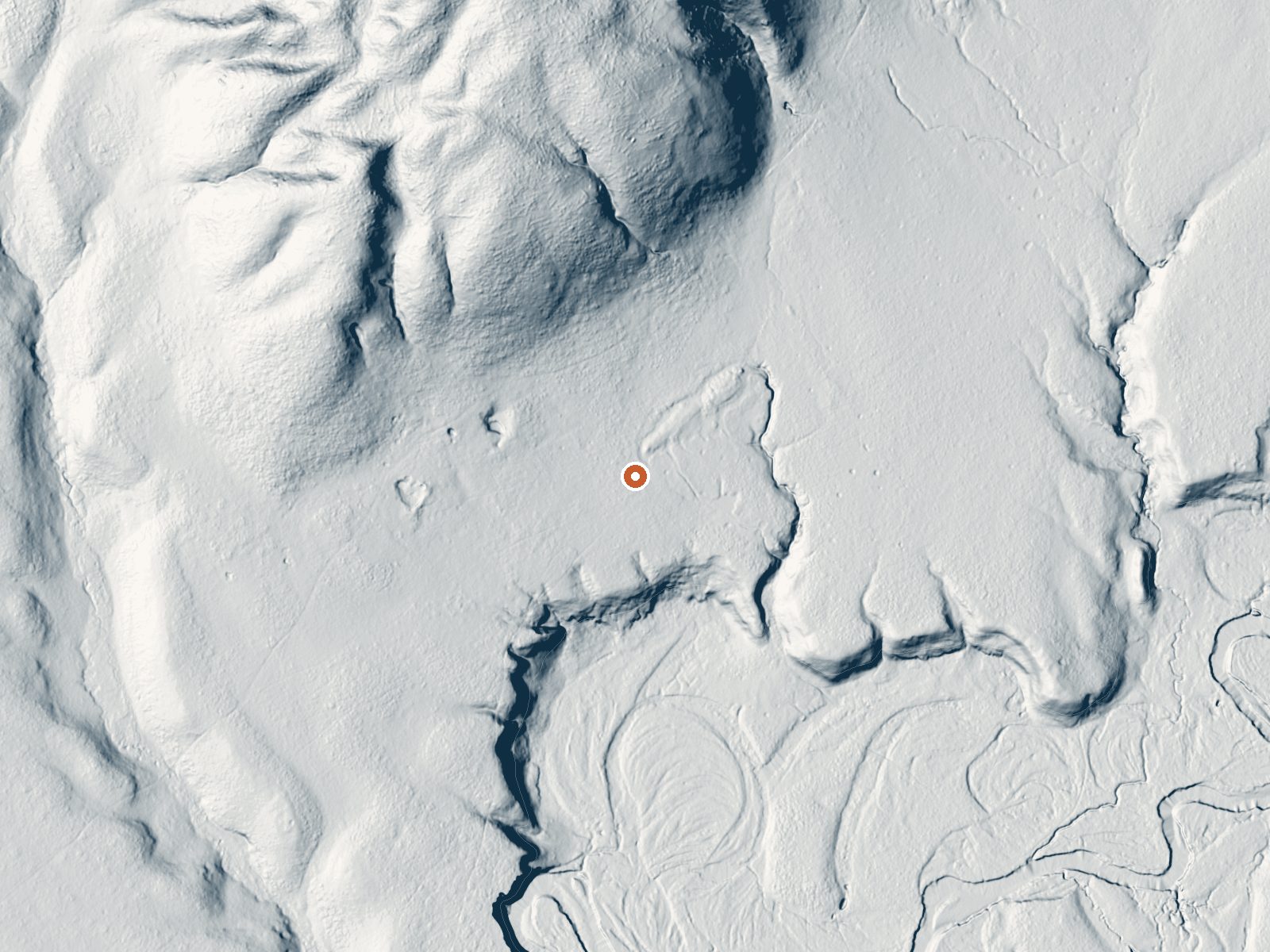 LiDAR bare-earth view of the same ground around Hot Springs In Pelican Valley