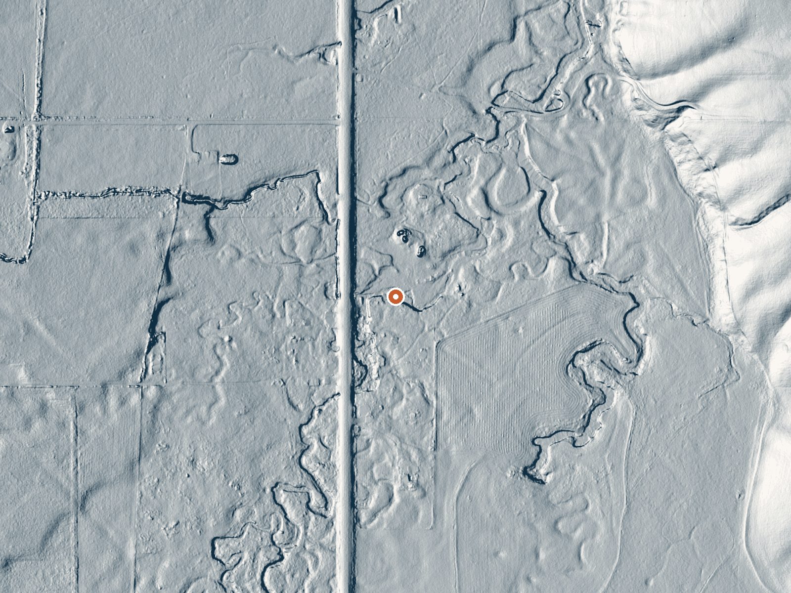 LiDAR bare-earth view of the same ground around Johnson Springs