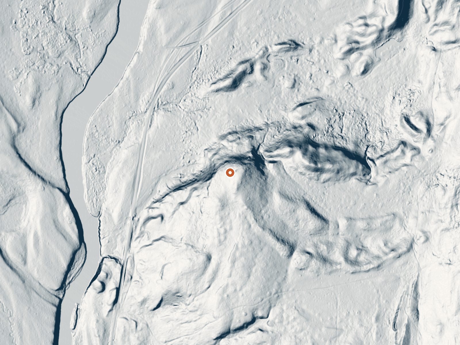 LiDAR bare-earth view of the same ground around Kendall Warm Spring