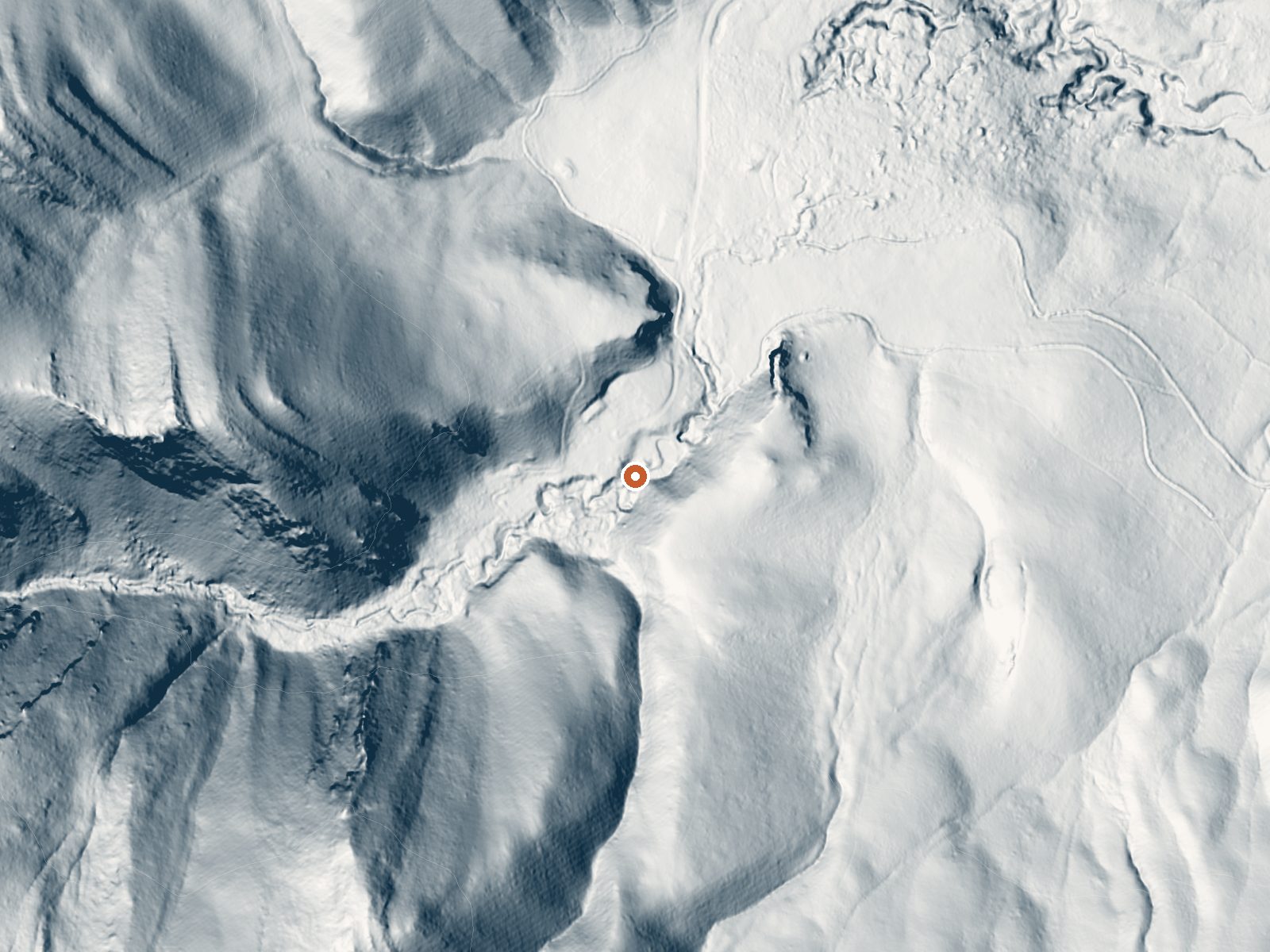 LiDAR bare-earth view of the same ground around Little Warm Spring