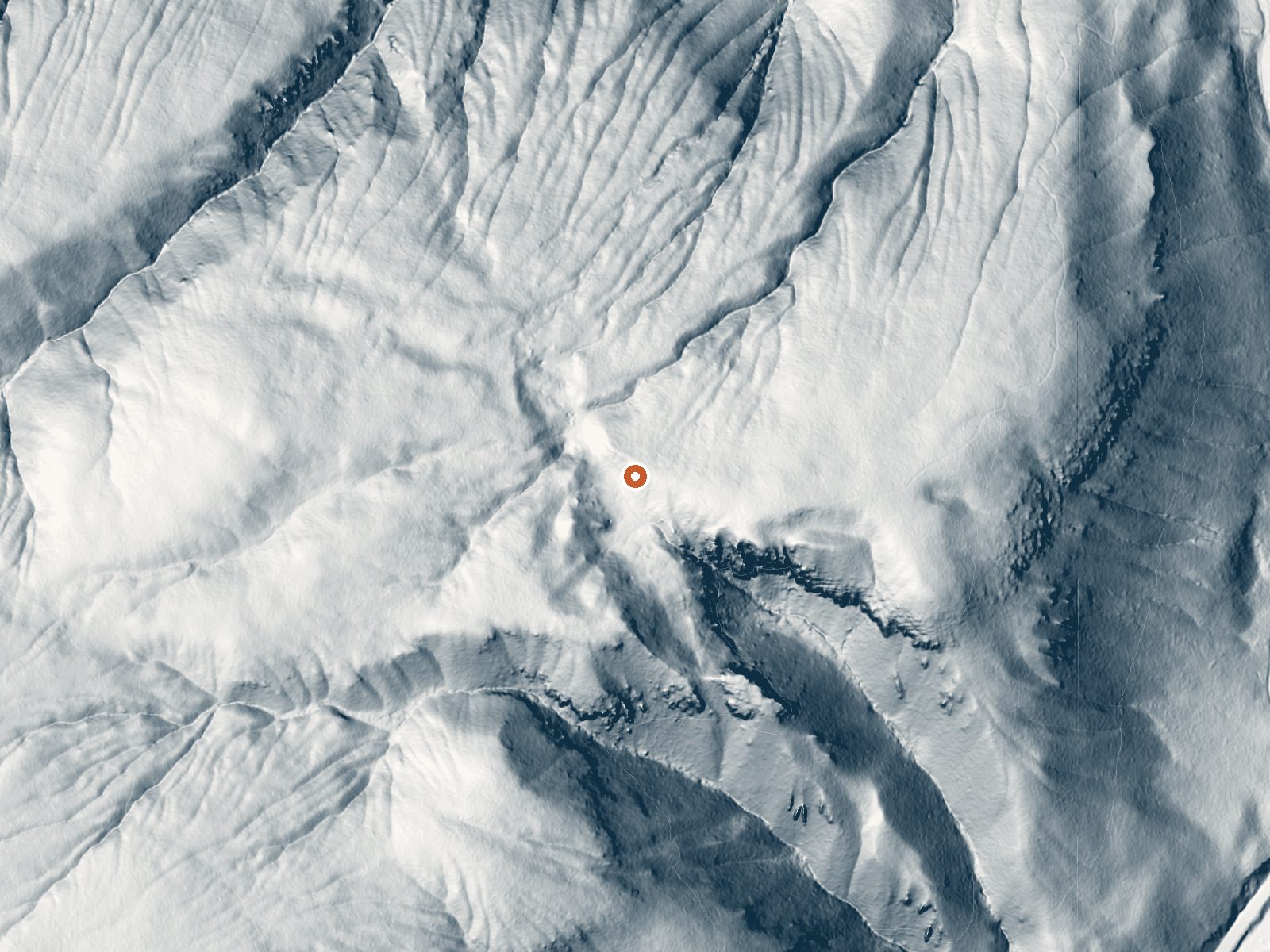 LiDAR bare-earth view of the same ground around Monument Geyser Basin