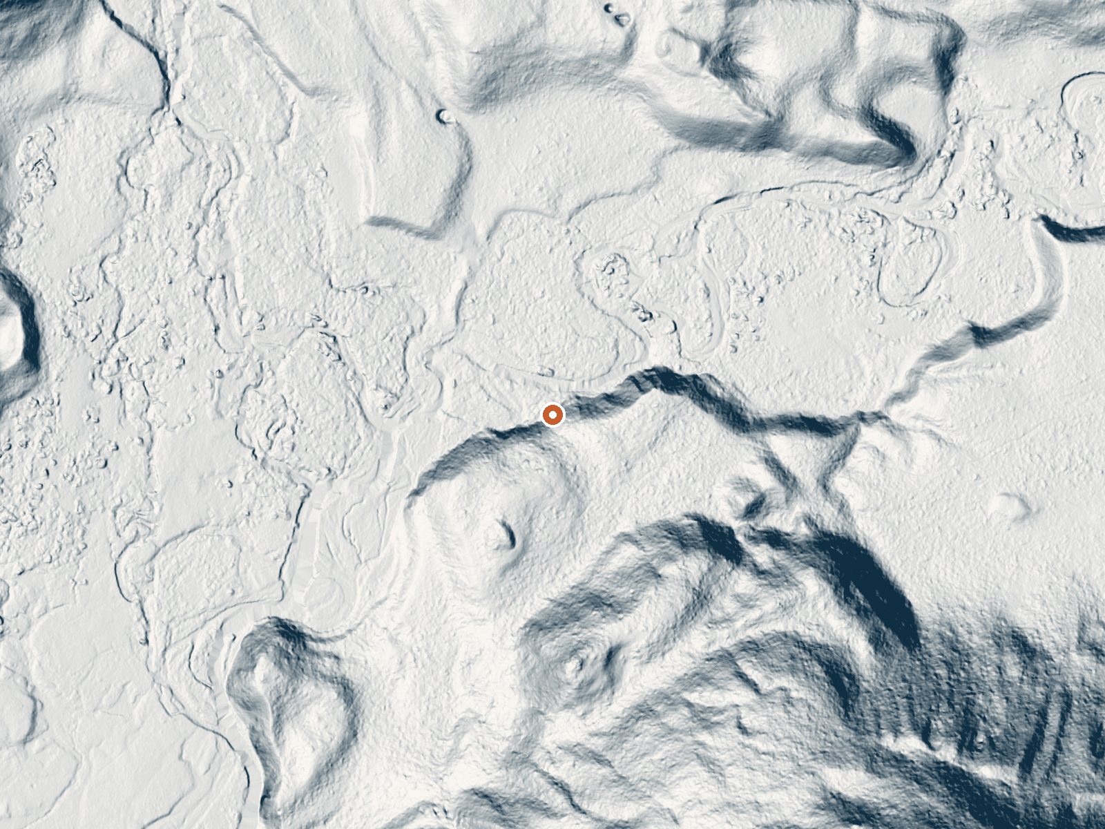 LiDAR bare-earth view of the same ground around North Buffalo Fork Springs