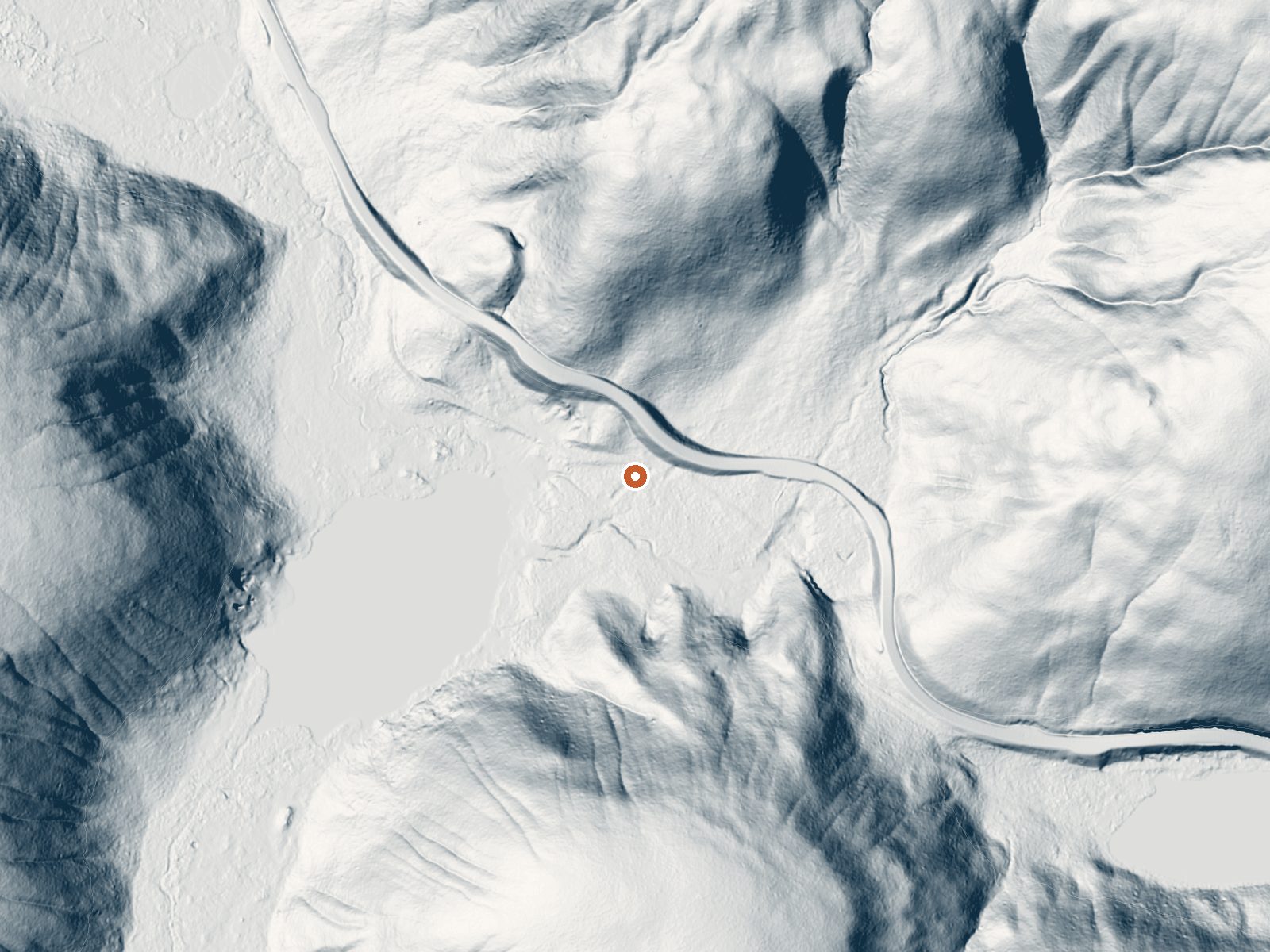 LiDAR bare-earth view of the same ground around Roadside Springs, Frying Pan Spring
