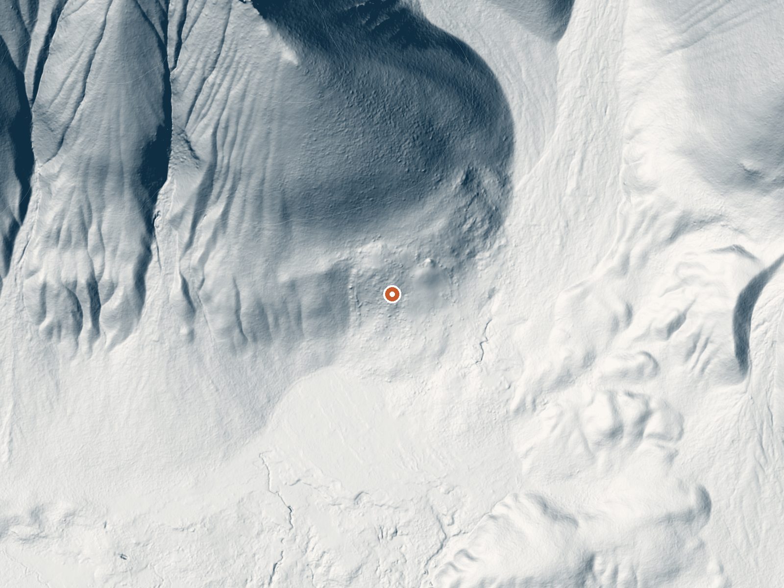 LiDAR bare-earth view of the same ground around Secret Valley Hot Springs