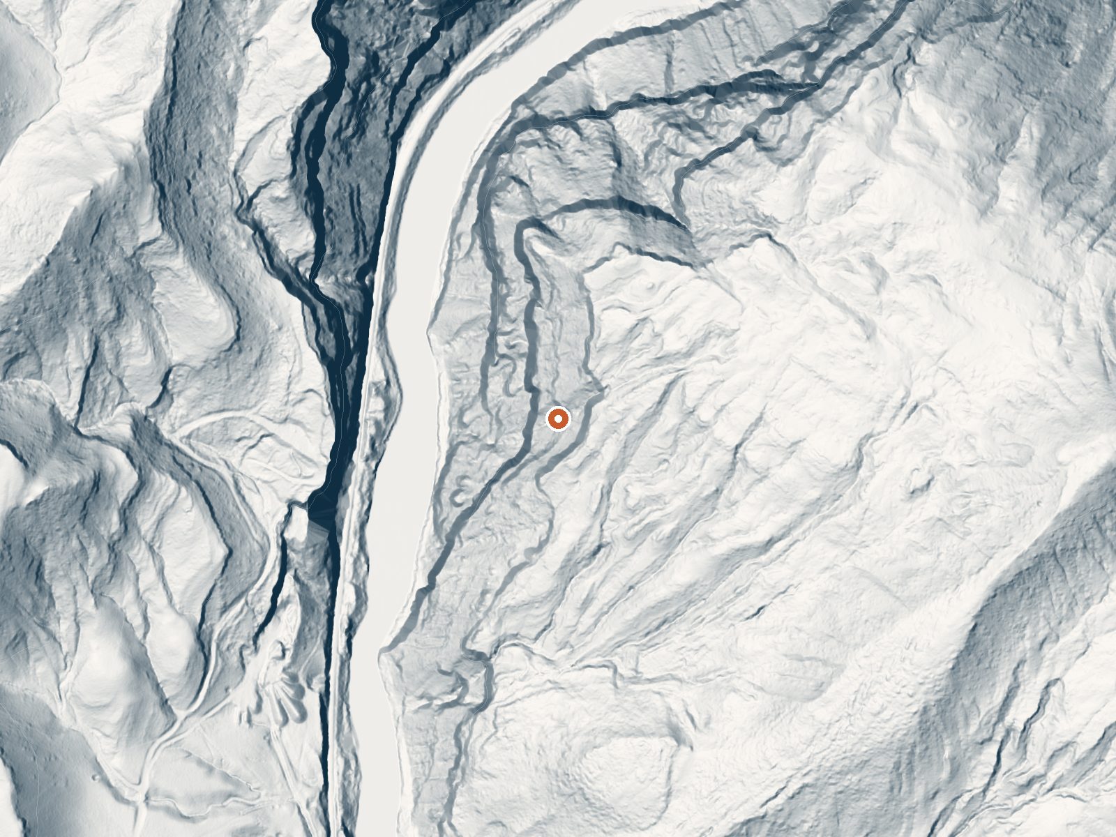 LiDAR bare-earth view of the same ground around Sheep Mountain Springs