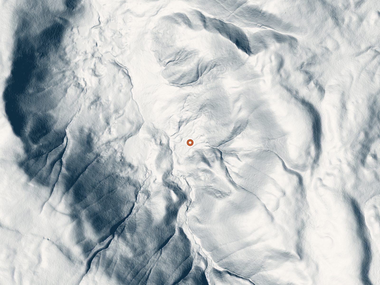 LiDAR bare-earth view of the same ground around Amphitheater Springs