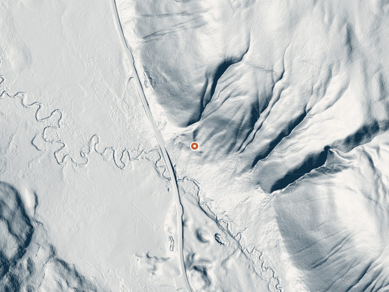 LiDAR bare-earth view of the same ground around Apollinaris Spring