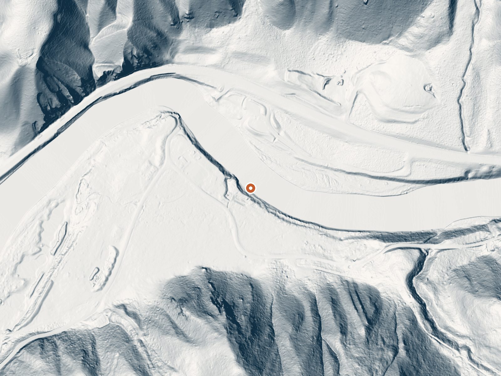 LiDAR bare-earth view of the same ground around Astoria Mineral Hot Springs