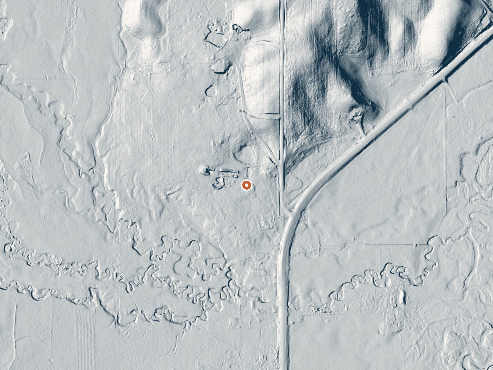 LiDAR bare-earth view of the same ground around Auburn Hot Springs