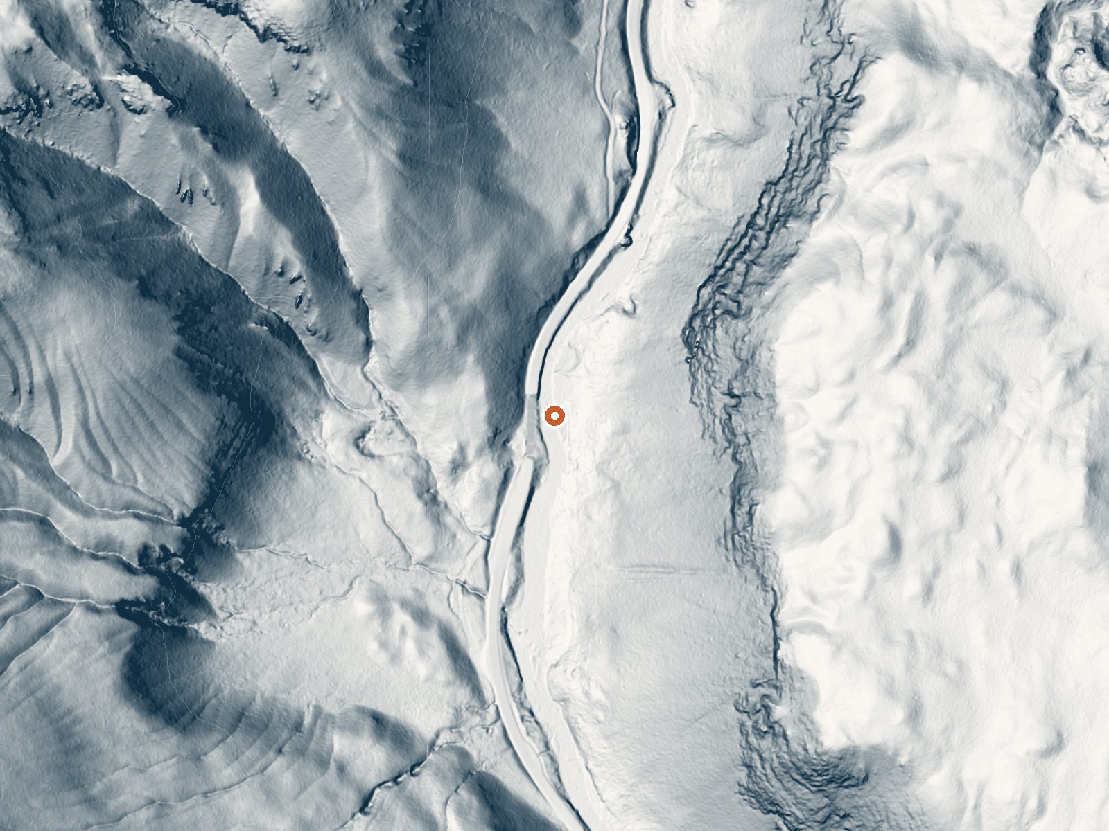 LiDAR bare-earth view of the same ground around Beryl Spring