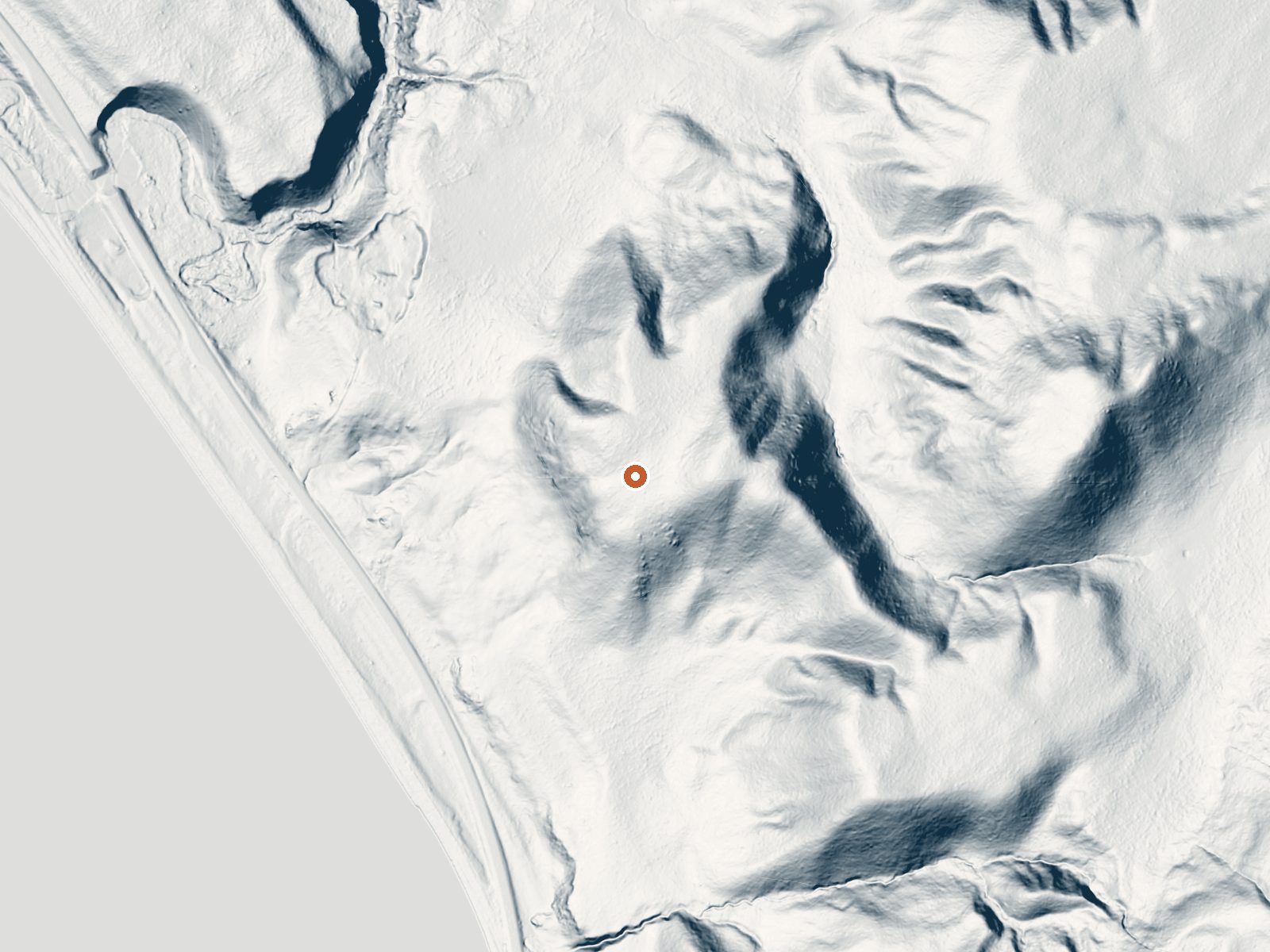 LiDAR bare-earth view of the same ground around Butte Springs
