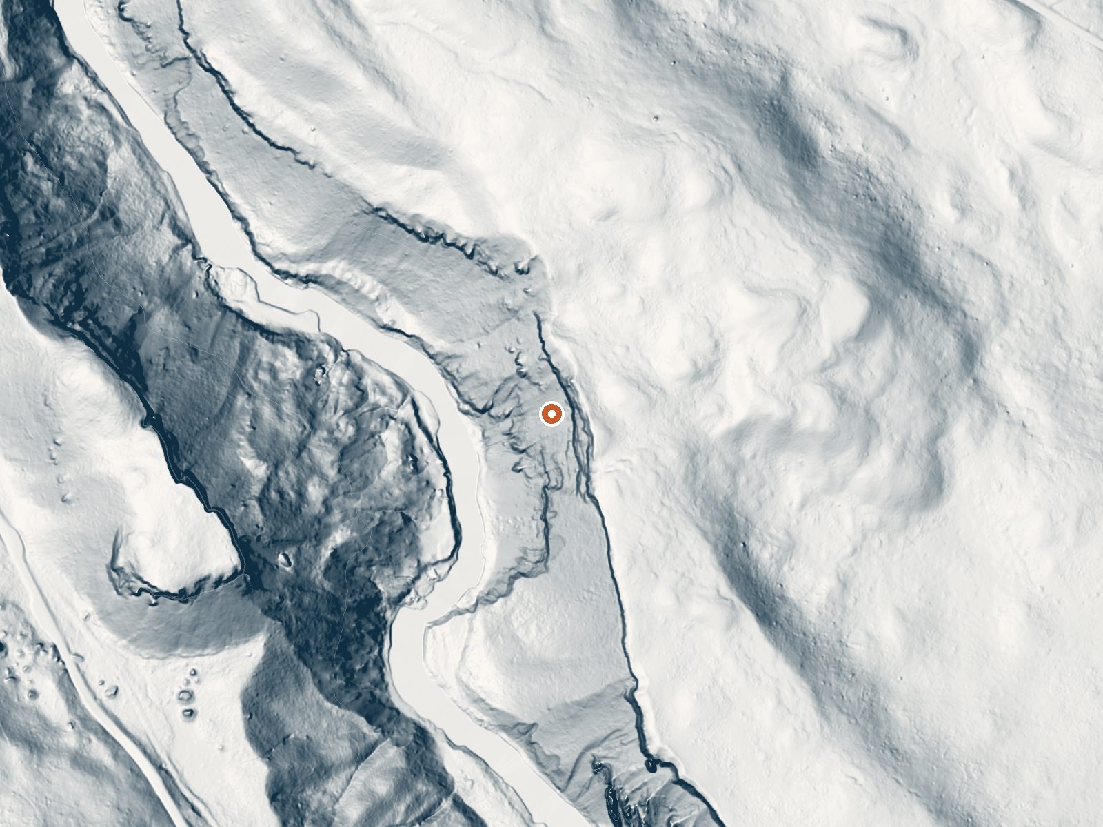 LiDAR bare-earth view of the same ground around Calcite Springs