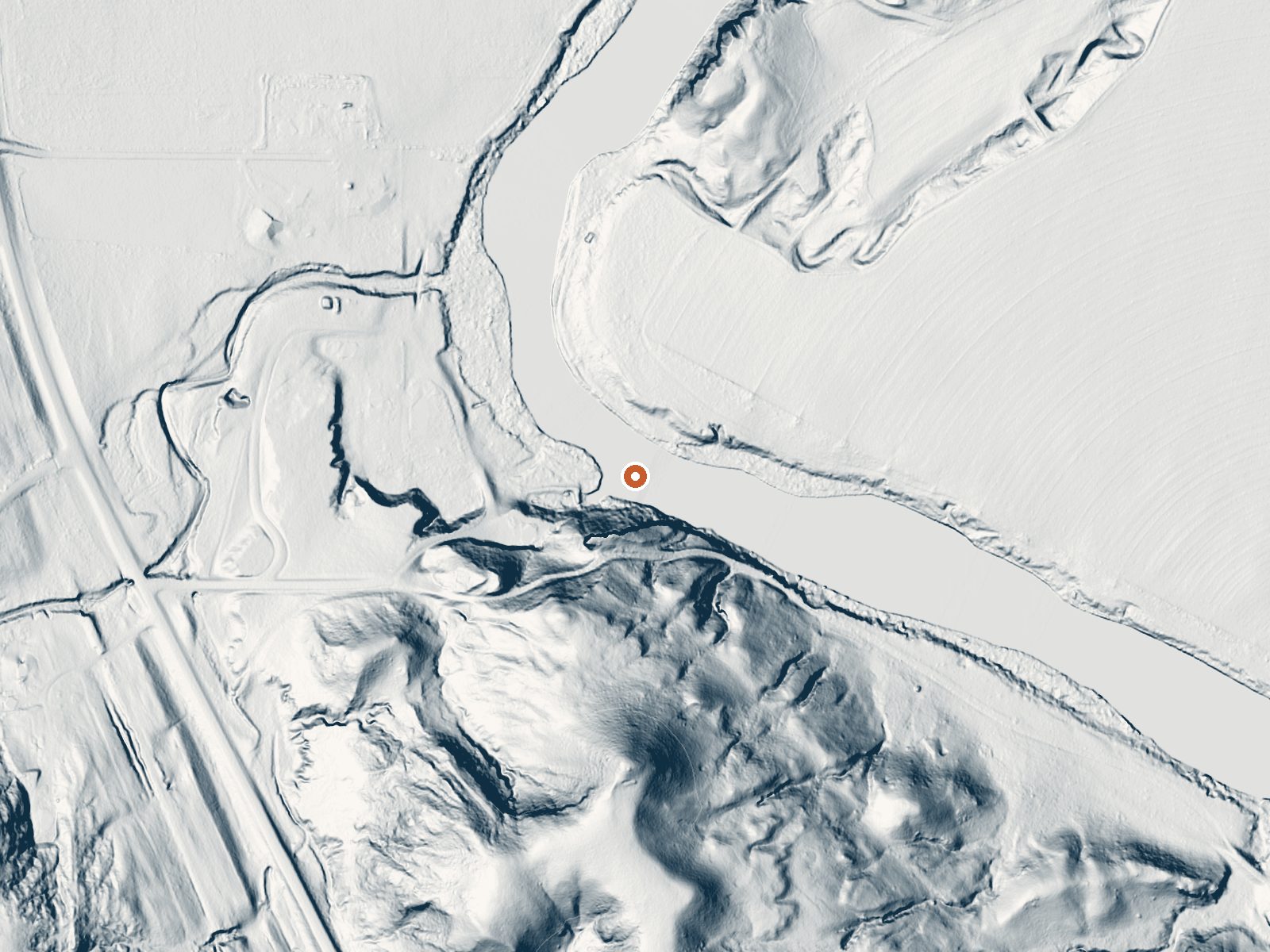 LiDAR bare-earth view of the same ground around Douglas Hot Springs