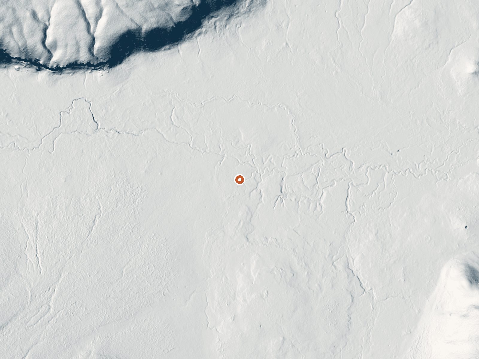 LiDAR bare-earth view of the same ground around Flat Cone Spring, Steep Cone