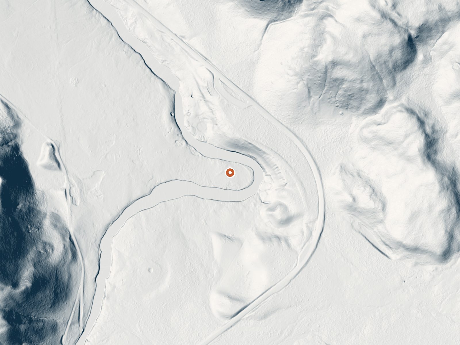 LiDAR bare-earth view of the same ground around Flood Group