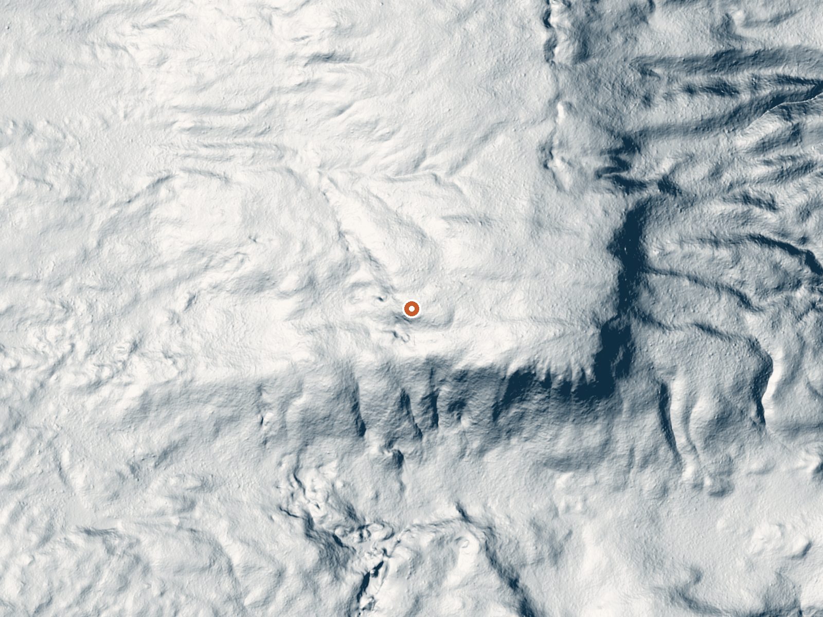 LiDAR bare-earth view of the same ground around Gas Vents Southeast Of Mary Lake