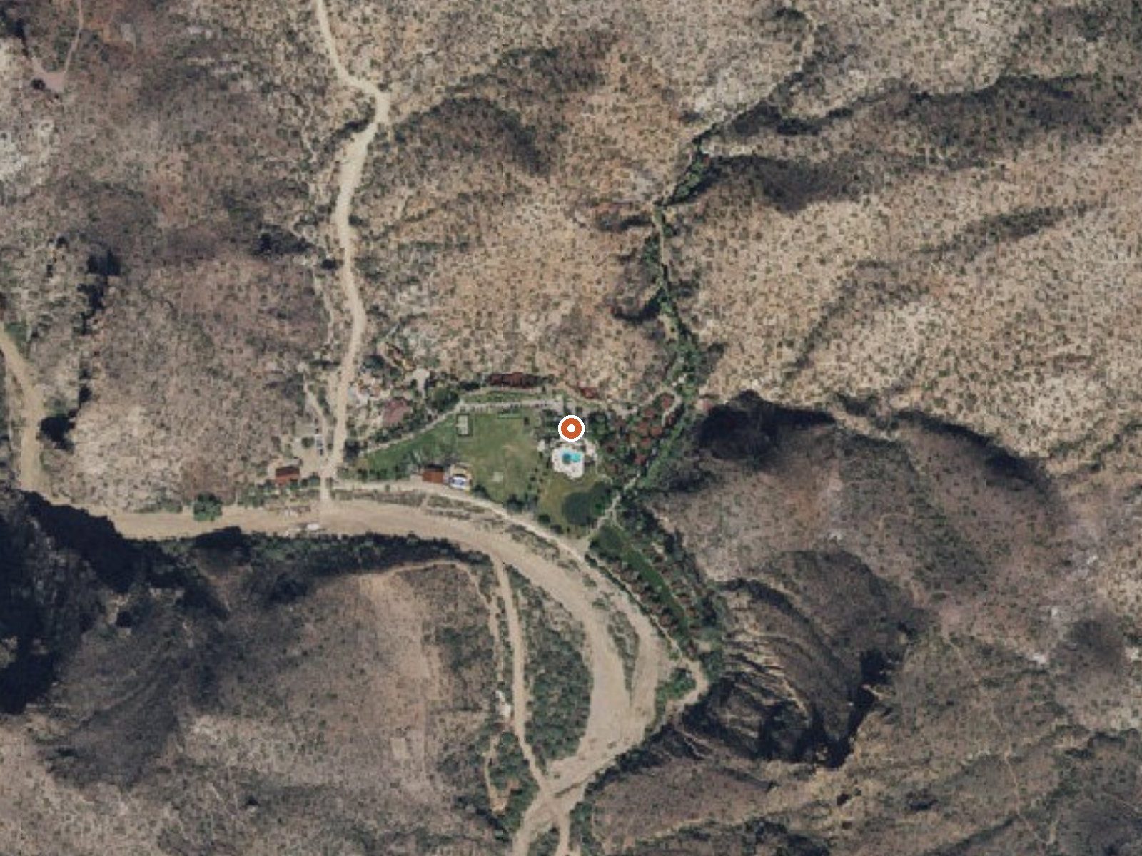 Aerial view of the ground around Castle Hot Springs (Arizona)