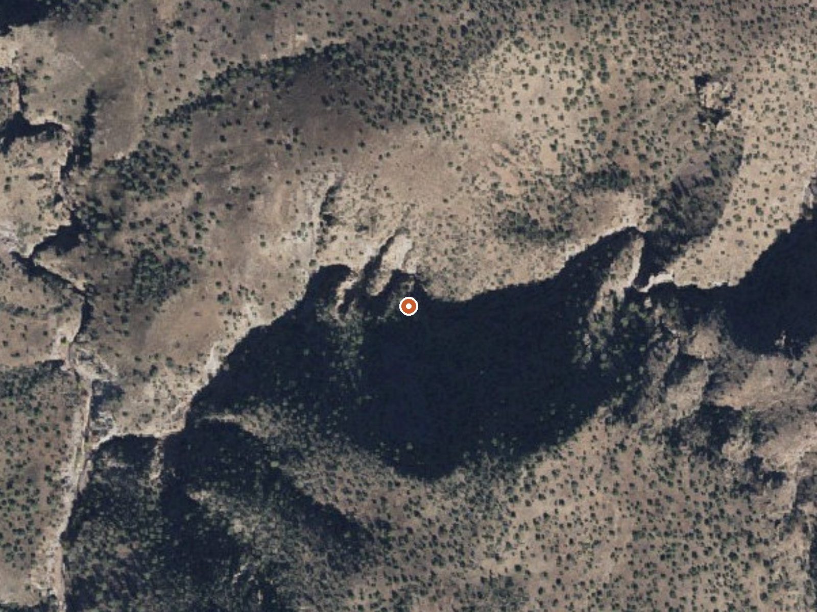 Aerial view of the ground around Hannah Hot Spring