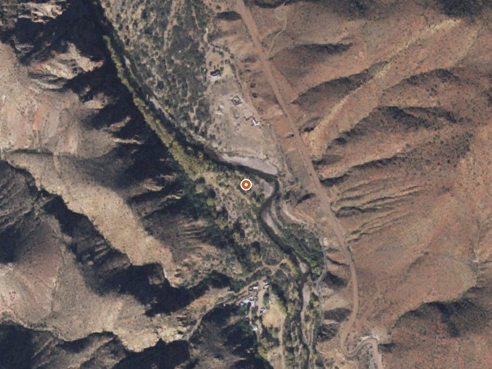 Aerial view of the ground around Hot Spring