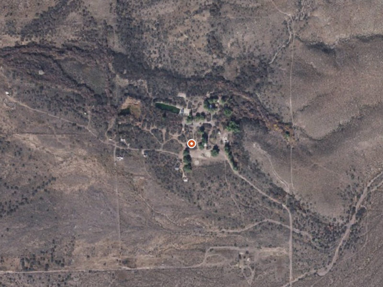 Aerial view of the ground around Indian Hot Springs