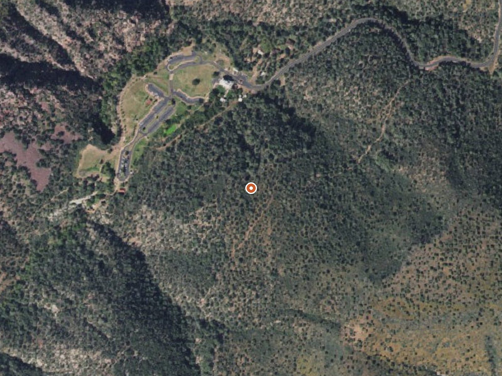 Aerial view of the ground around Tonto Natural Bridge Spring