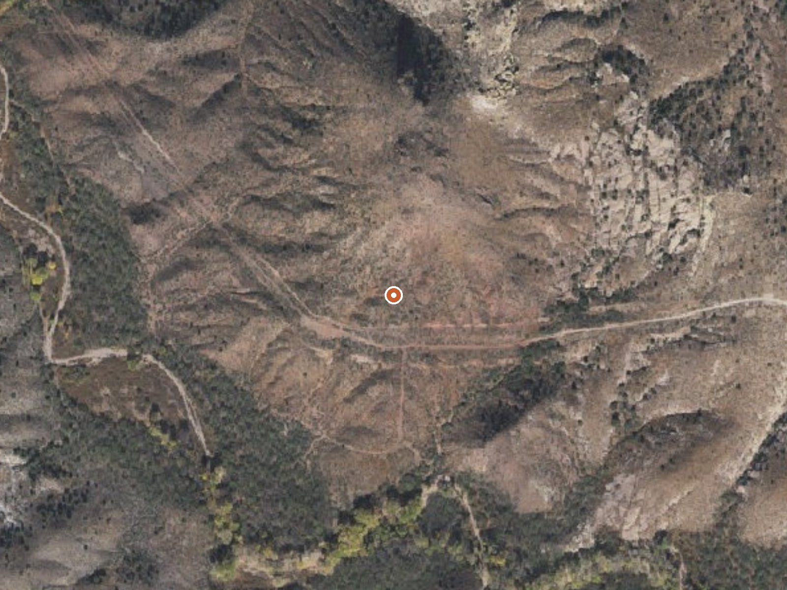 Aerial view of the ground around Warm Springs