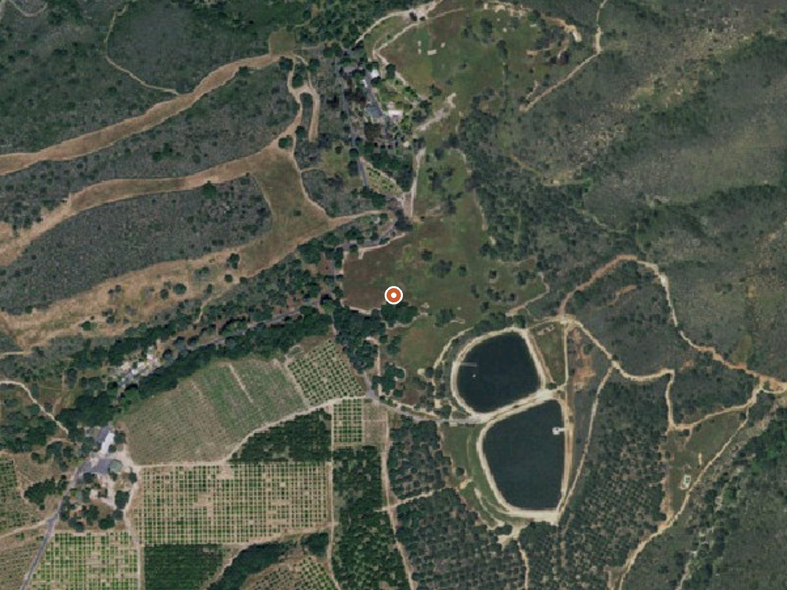 Aerial view of the ground around Agua Tibia Spring