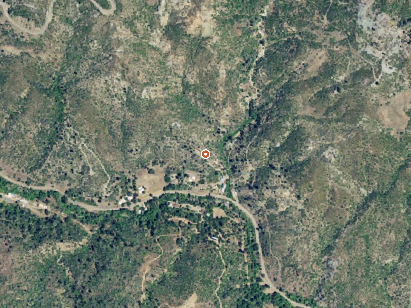 Aerial view of the ground around Bad Creek Spring