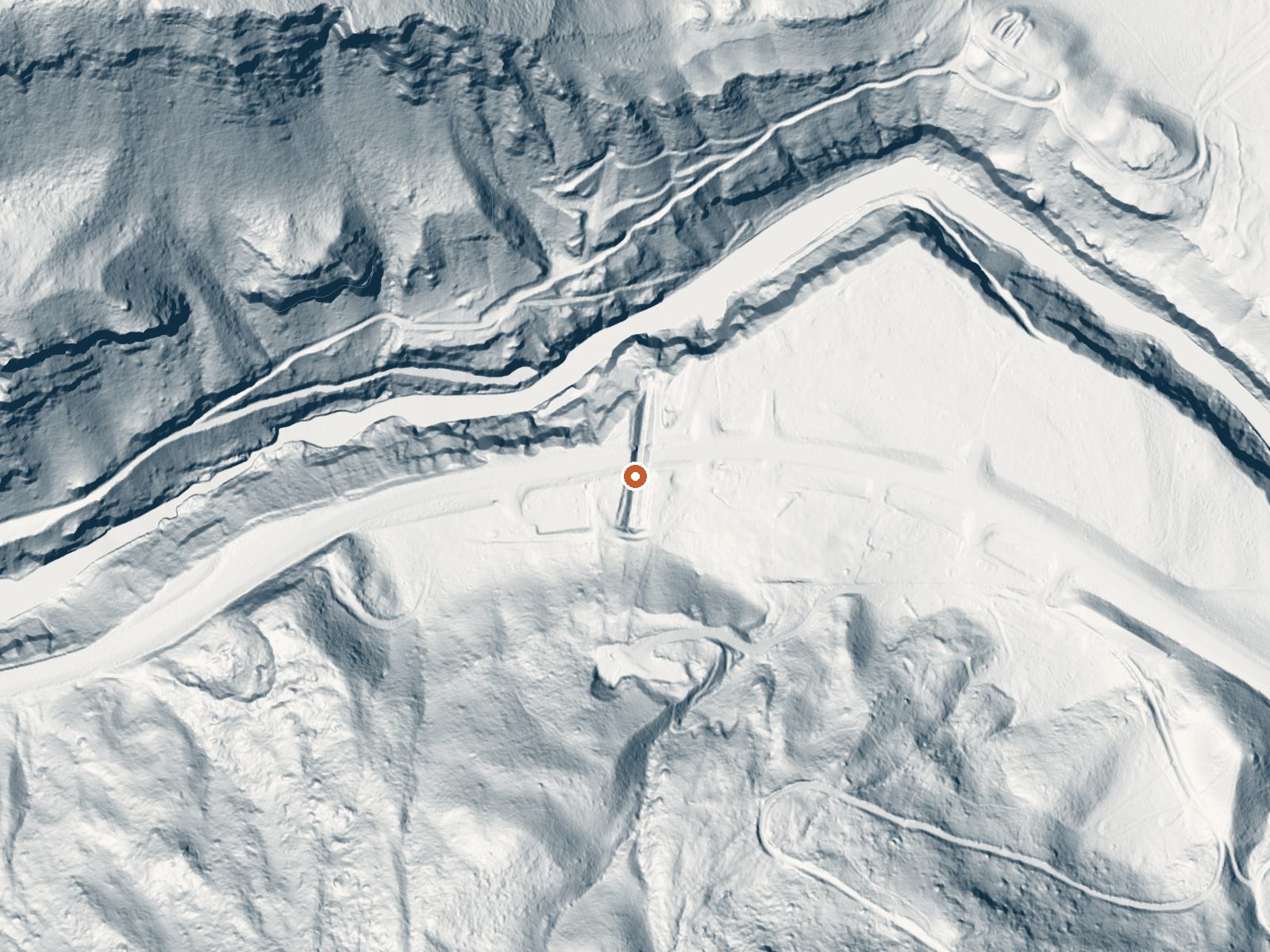 LiDAR bare-earth view of the same ground around Shoshone Hot Springs