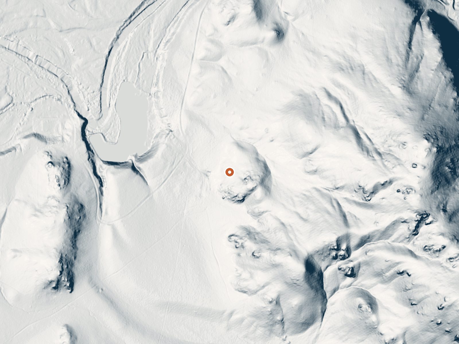 LiDAR bare-earth view of the same ground around Steele Hot Springs