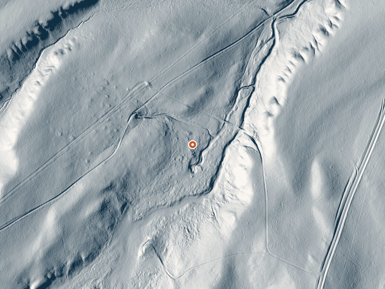 LiDAR bare-earth view of the same ground around Sweetwater Station Warm Springs