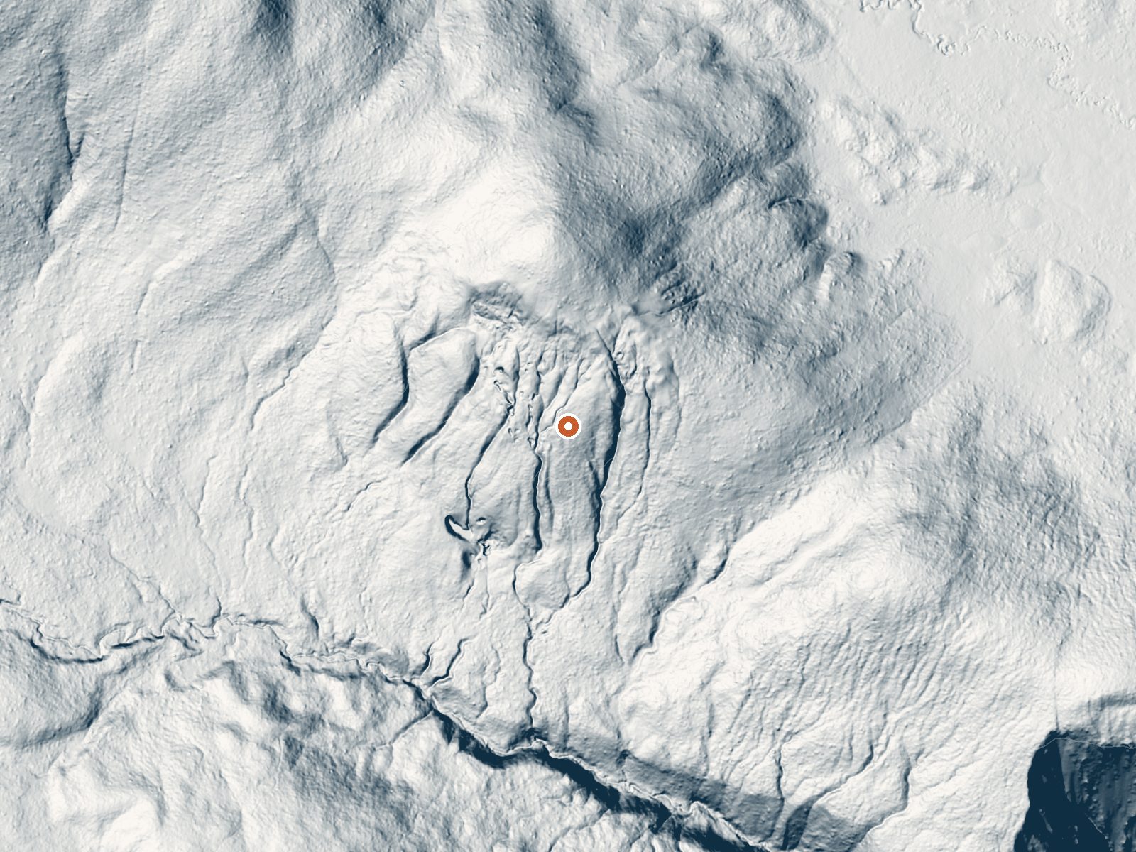 LiDAR bare-earth view of the same ground around Washburn Hot Springs