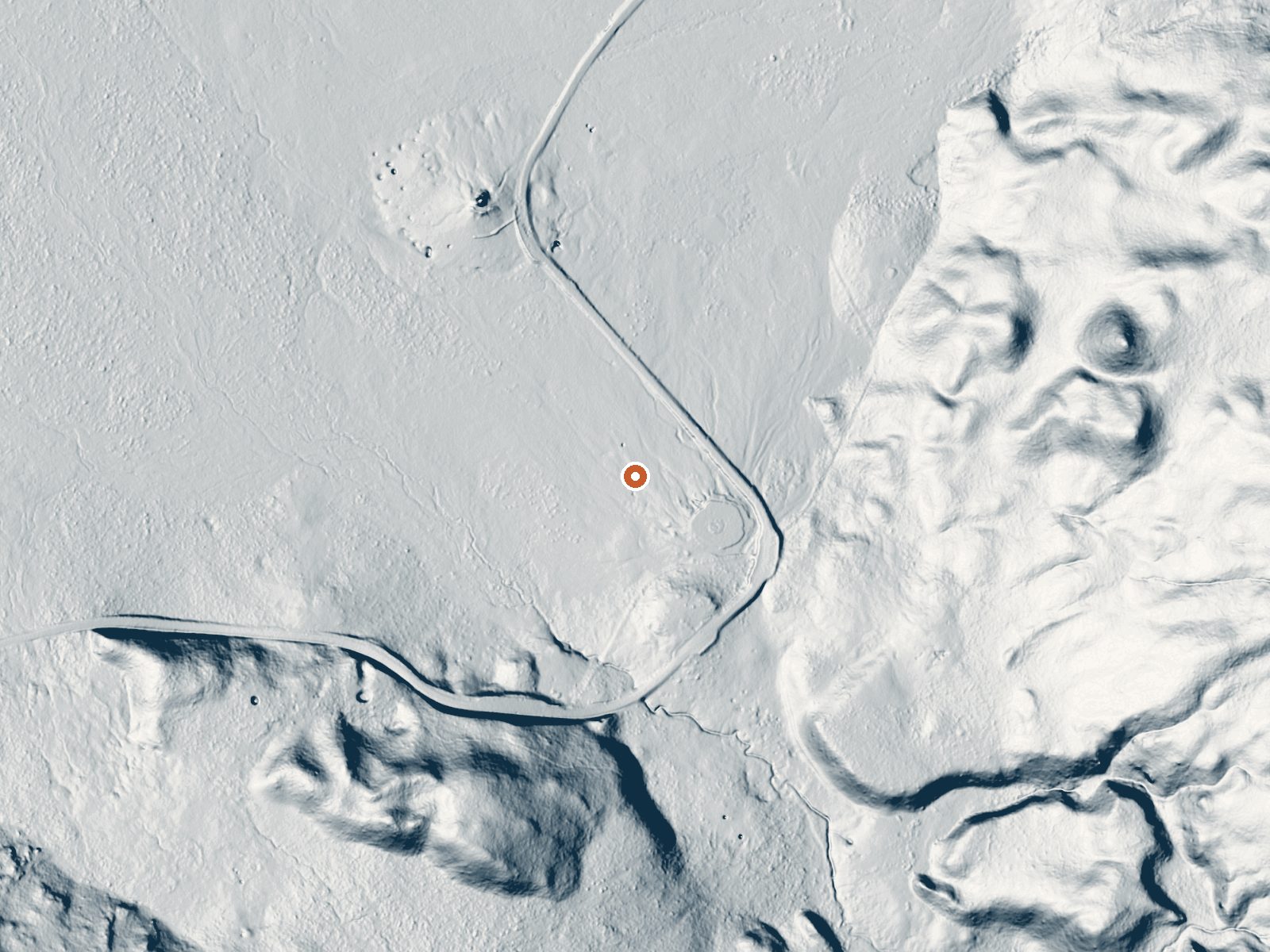 LiDAR bare-earth view of the same ground around White Dome Geyser, Surprise Pool